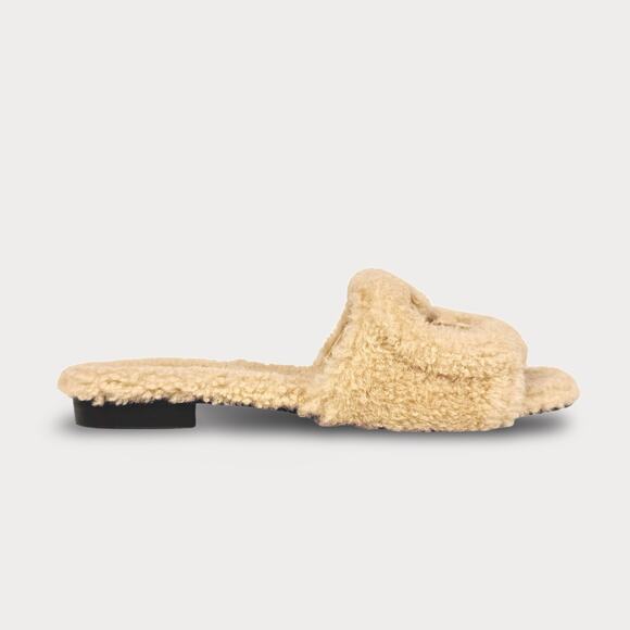 GUCCI Shoes - Gucci Shearling GG Cut Out Slide Sandal - Women’s 5.5